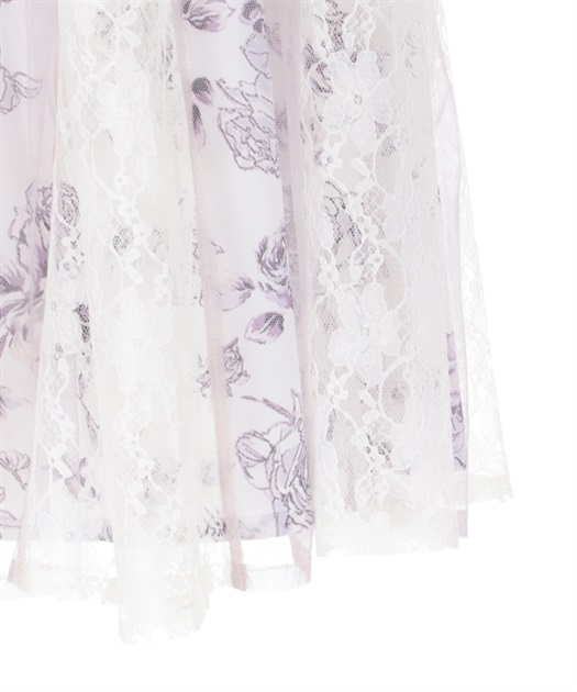 薔薇柄チュール×レース重ねスカート | レディース服・レディース 薔薇柄チュール×レース重ねスカート | レディース服・レディース