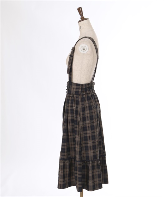 サスペンダー付チェック柄スカート | outlet | axes femme