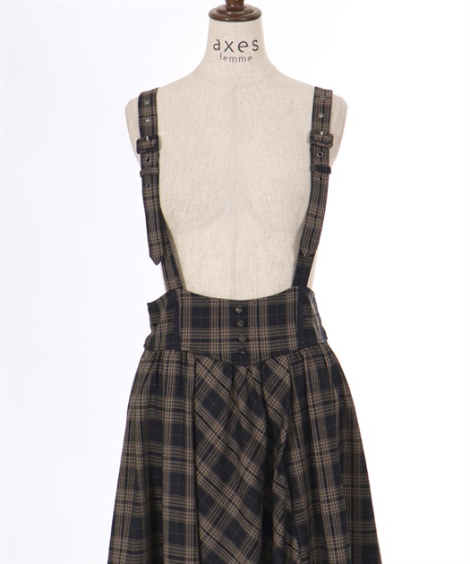 サスペンダー付チェック柄スカート | outlet | axes femme サスペンダー付チェック柄スカート | outlet | axes femme