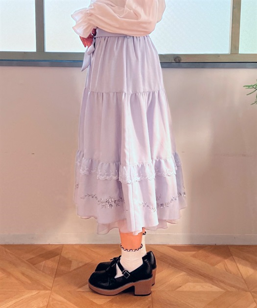 フラワー刺繍ティアードスカート | outlet | axes femme online shop フラワー刺繍ティアードスカート | outlet | axes femme online shop