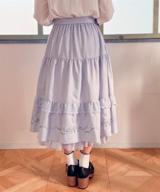 フラワー刺繍ティアードスカート | outlet | axes femme online shop フラワー刺繍ティアードスカート | outlet | axes femme online shop