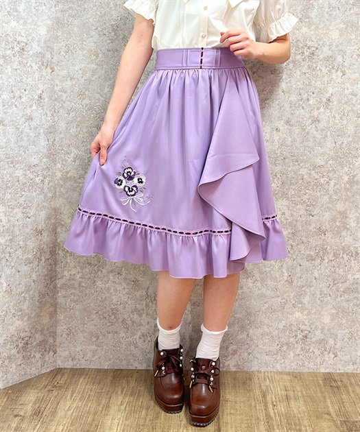 パンジー刺繍ラッフルスカート | outlet | axes femme online shop パンジー刺繍ラッフルスカート | outlet | axes femme online shop