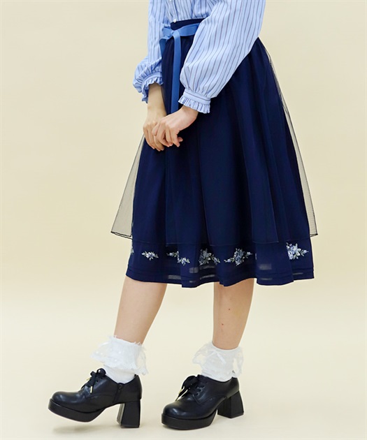ブーケ刺繍フレアスカート | 衣料 | axes femme online shop ブーケ刺繍フレアスカート | 衣料 | axes femme online shop