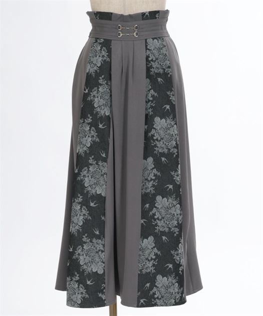 燕×薔薇柄パッチワークスカート | レディース服・レディース 燕×薔薇柄パッチワークスカート | レディース服・レディース