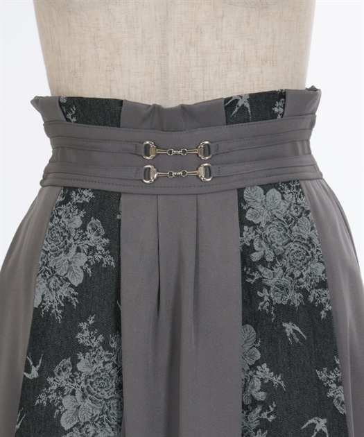 燕×薔薇柄パッチワークスカート | レディース服・レディース 燕×薔薇柄パッチワークスカート | レディース服・レディース