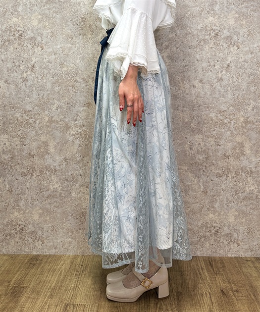 線画花柄レイヤードスカート | レディース服・レディース 線画花柄レイヤードスカート | レディース服・レディース