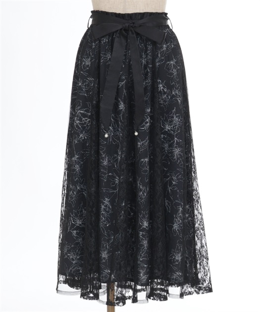 線画花柄レイヤードスカート | outlet | axes femme online shop 線画花柄レイヤードスカート | outlet | axes femme online shop