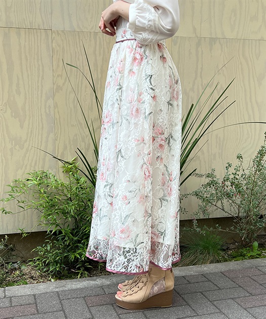 フラワー柄レーシーロングスカート | outlet | axes femme フラワー柄レーシーロングスカート | outlet | axes femme
