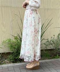 フラワー柄レーシーロングスカート | outlet | axes femme フラワー柄レーシーロングスカート | outlet | axes femme