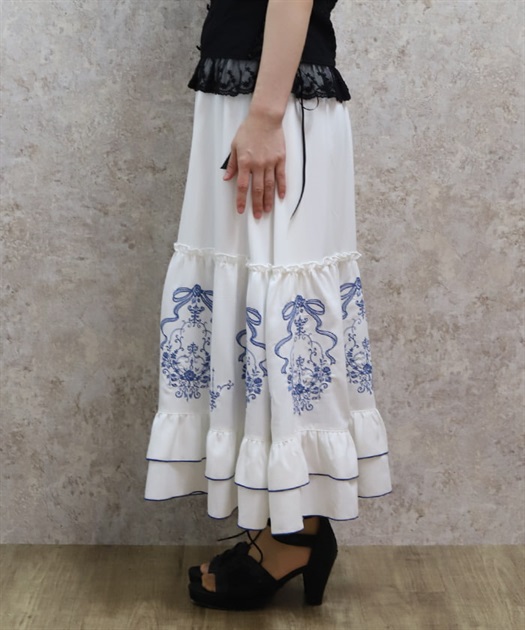 リボン×ブーケ刺繍スカート【予約】 | レディース服・レディース