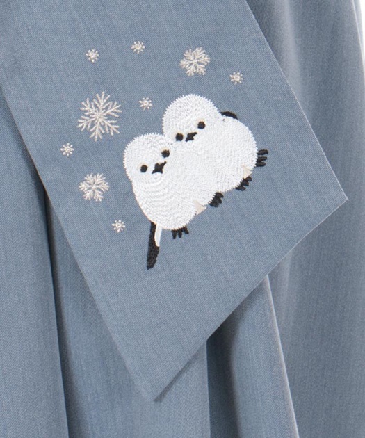 シマエナガ刺繍Vネックジャンパースカート | axes femme | axes シマエナガ刺繍Vネックジャンパースカート | axes femme | axes