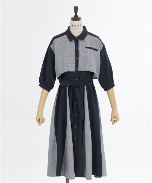 チェック×パッチワークワンピース | outlet | axes femme online チェック×パッチワークワンピース | outlet | axes femme online