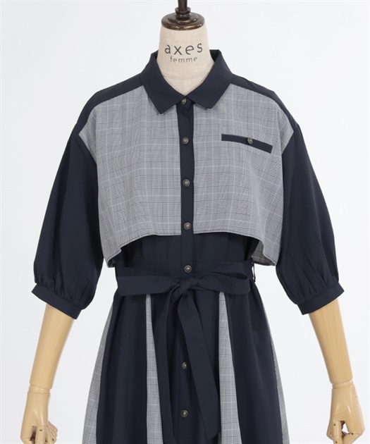 チェック×パッチワークワンピース | outlet | axes femme online チェック×パッチワークワンピース | outlet | axes femme online