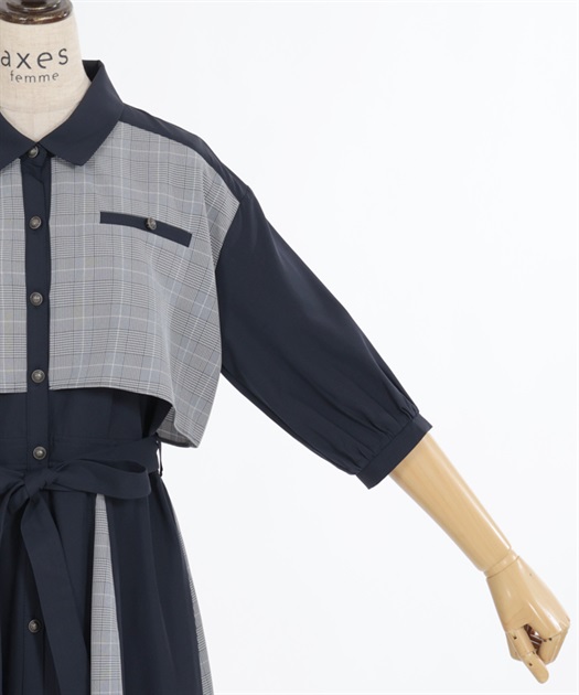 チェック×パッチワークワンピース【期間限定価格】 | outlet チェック×パッチワークワンピース【期間限定価格】 | outlet