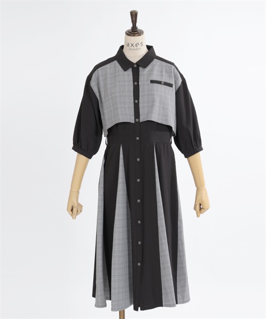 チェック×パッチワークワンピース | レディース服・レディース