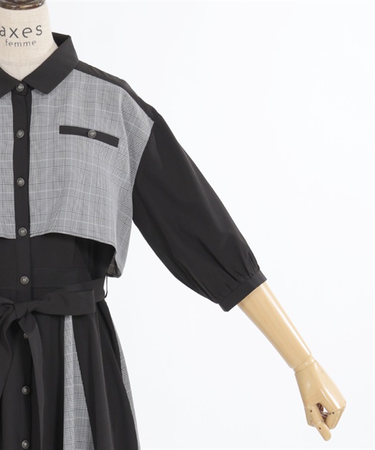 チェック×パッチワークワンピース | 衣料 | axes femme online shop チェック×パッチワークワンピース | 衣料 | axes femme online shop