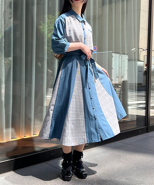 チェック×パッチワークワンピース | レディース服・レディース チェック×パッチワークワンピース | レディース服・レディース