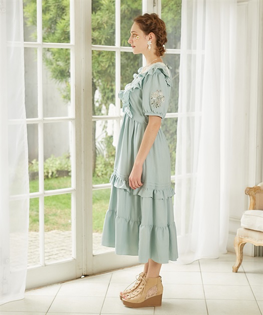 ハシゴレース×袖バラ刺繍ワンピース | レディース服・レディース ハシゴレース×袖バラ刺繍ワンピース | レディース服・レディース