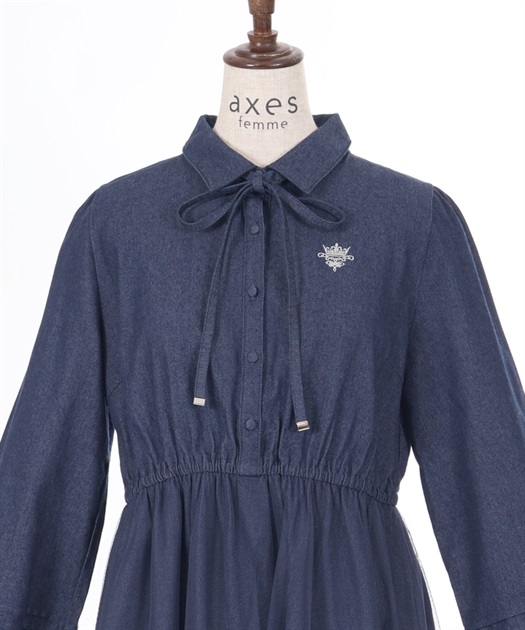 胸刺繍デニム×チュールワンピース | axes femme | axes femme 胸刺繍デニム×チュールワンピース | axes femme | axes femme