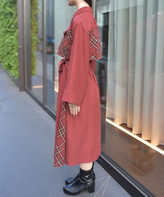 起毛チェックバイカラーワンピース | 衣料 | axes femme online shop 起毛チェックバイカラーワンピース | 衣料 | axes femme online shop