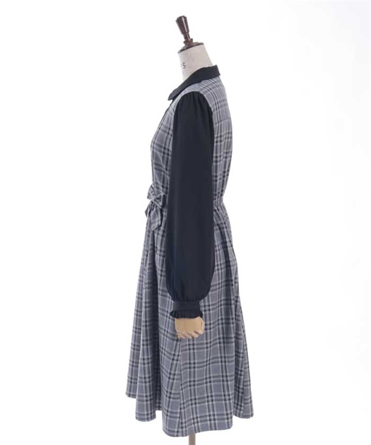 チェックリボンドッキングワンピース | レディース服 チェックリボンドッキングワンピース | レディース服