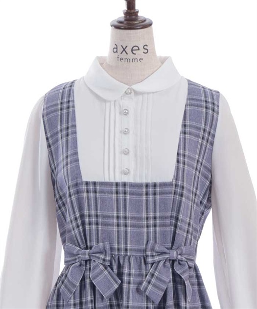 チェックリボンドッキングワンピース | レディース服 チェックリボンドッキングワンピース | レディース服