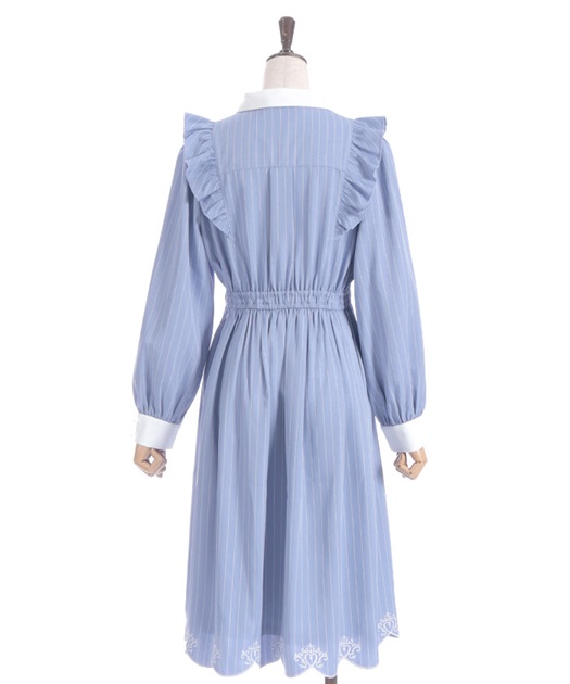 スカラップ刺繍バイカラーワンピース | レディース服 スカラップ刺繍バイカラーワンピース | レディース服