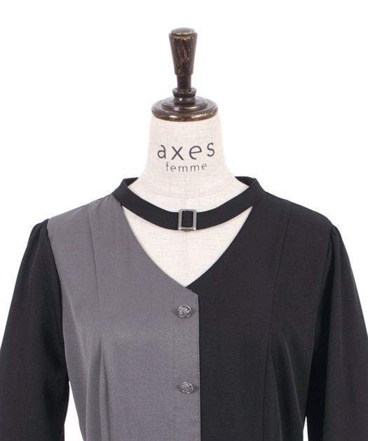 チョーカー風バイカラーワンピース | outlet | axes femme チョーカー風バイカラーワンピース | outlet | axes femme