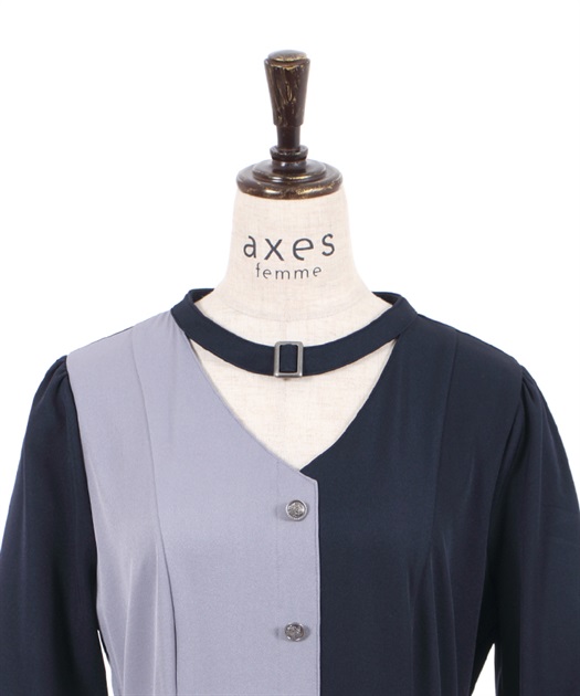 チョーカー風バイカラーワンピース | outlet | axes femme チョーカー風バイカラーワンピース | outlet | axes femme