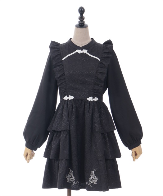 バタフライ刺繍チャイナ釦ワンピース | レディース服 バタフライ刺繍チャイナ釦ワンピース | レディース服