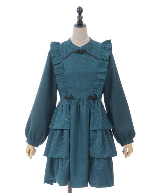 バタフライ刺繍チャイナ釦ワンピース | レディース服 バタフライ刺繍チャイナ釦ワンピース | レディース服