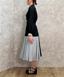 プリーツ使バイカラーワンピース | outlet | axes femme online shop プリーツ使バイカラーワンピース | outlet | axes femme online shop