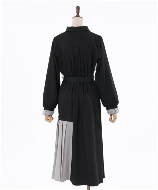 プリーツ使バイカラーワンピース | outlet | axes femme online shop プリーツ使バイカラーワンピース | outlet | axes femme online shop
