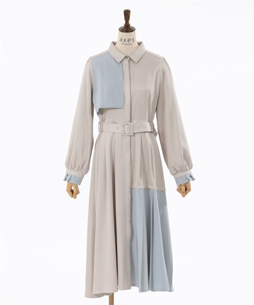 プリーツ使バイカラーワンピース | outlet | axes femme online shop プリーツ使バイカラーワンピース | outlet | axes femme online shop