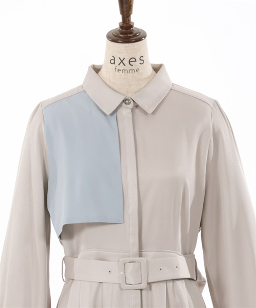 プリーツ使バイカラーワンピース | outlet | axes femme online shop プリーツ使バイカラーワンピース | outlet | axes femme online shop