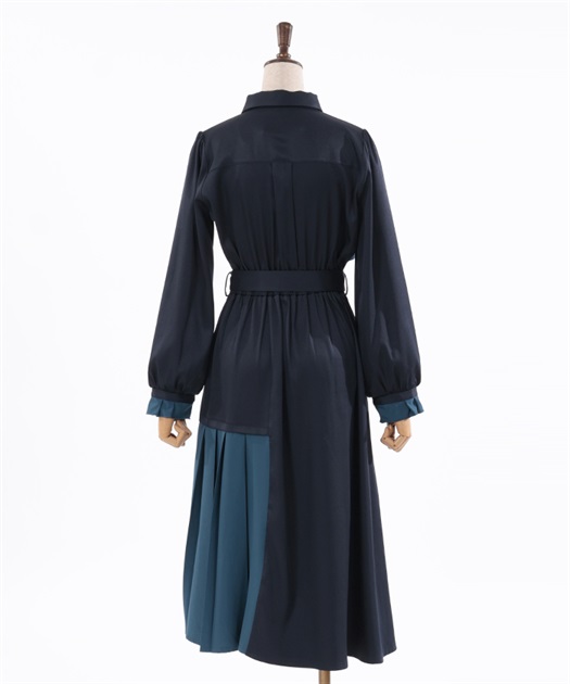 プリーツ使バイカラーワンピース | outlet | axes femme online shop