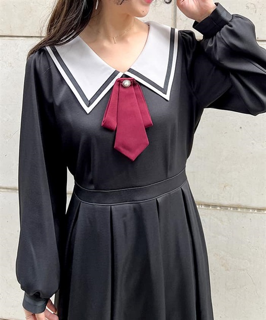 ブローチ付セーラーワンピース | axes femme | axes femme ブローチ付セーラーワンピース | axes femme | axes femme