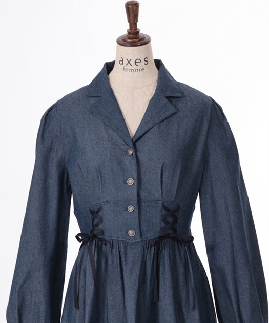ダブルレースアップデニムワンピース | outlet | axes femme ダブルレースアップデニムワンピース | outlet | axes femme