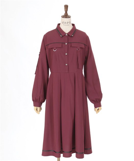 ミリタリー風シャツワンピース | outlet | axes femme online shop ミリタリー風シャツワンピース | outlet | axes femme online shop