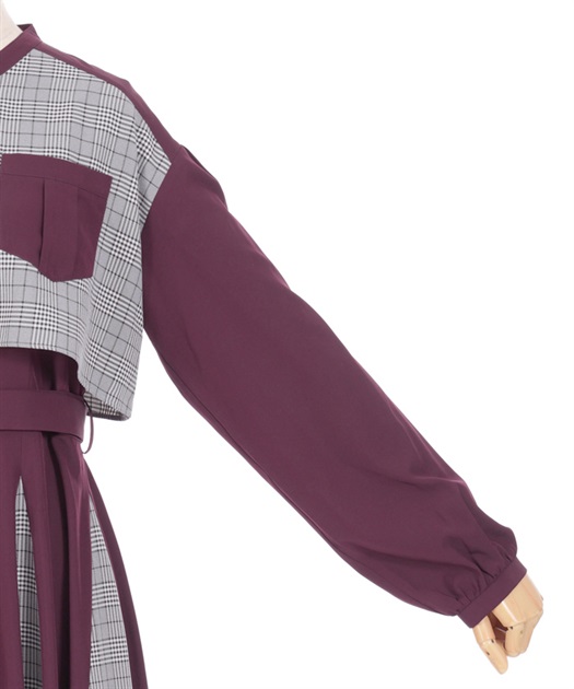 チェック柄パッチワークワンピース【期間限定価格】 | outlet チェック柄パッチワークワンピース【期間限定価格】 | outlet