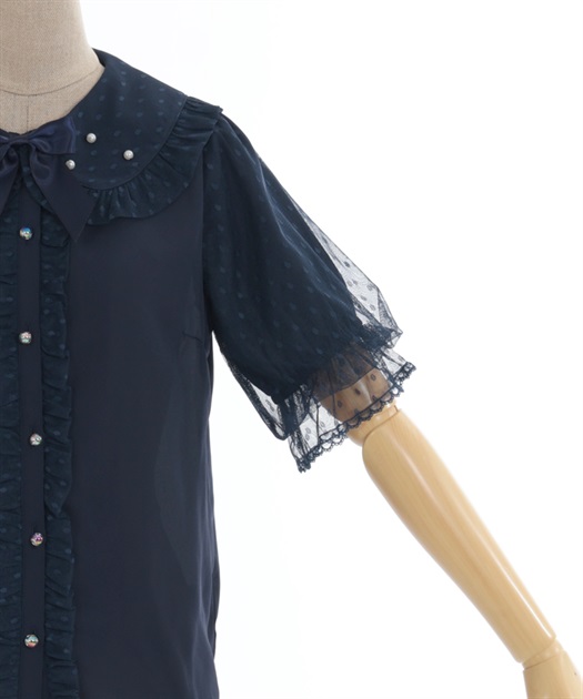 ドットチュール半袖ブラウス | kawaii | axes femme online shop ドットチュール半袖ブラウス | kawaii | axes femme online shop
