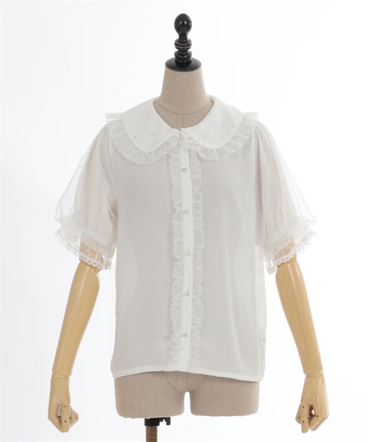 ドットチュール半袖ブラウス | kawaii | axes femme online shop