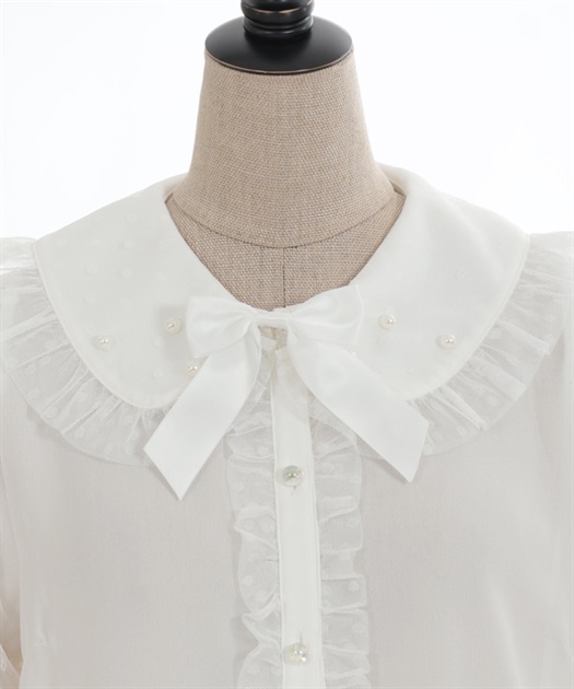 ドットチュール半袖ブラウス | kawaii | axes femme online shop