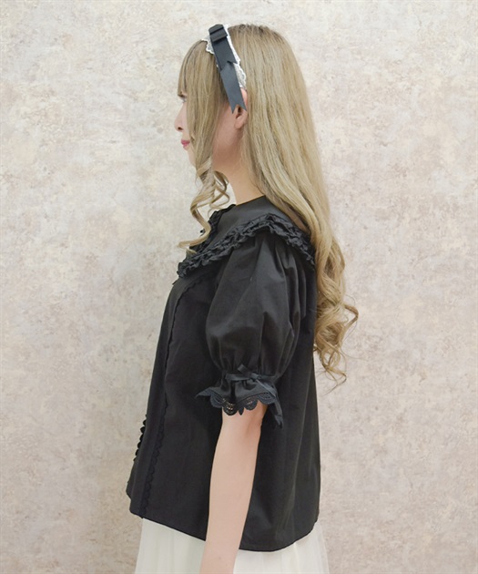 半袖丸襟コットンブラウス【Web限定商品】【期間限定販売 半袖丸襟コットンブラウス【Web限定商品】【期間限定販売