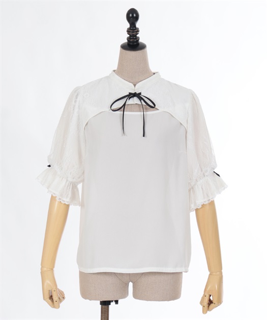 レース重ね半袖ブラウス | kawaii | axes femme online shop レース重ね半袖ブラウス | kawaii | axes femme online shop