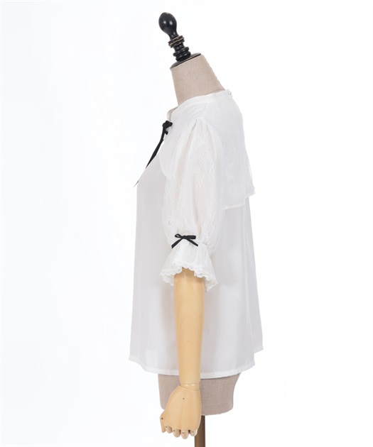レース重ね半袖ブラウス | kawaii | axes femme online shop レース重ね半袖ブラウス | kawaii | axes femme online shop