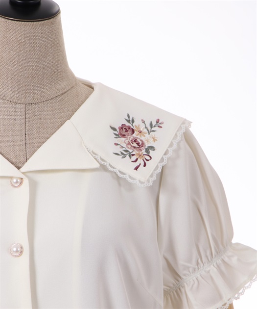 ブーケ刺繍襟ブラウス | outlet | axes femme online shop ブーケ刺繍襟ブラウス | outlet | axes femme online shop