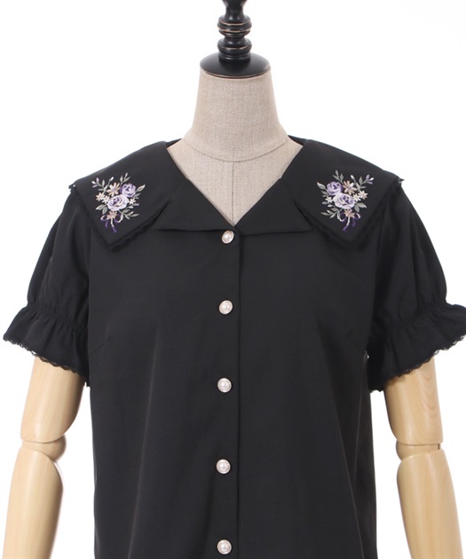 ブーケ刺繍襟ブラウス | outlet | axes femme online shop ブーケ刺繍襟ブラウス | outlet | axes femme online shop