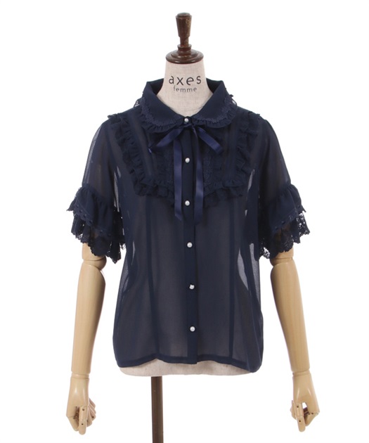 シアーフリル丸襟ブラウス | outlet | axes femme online shop シアーフリル丸襟ブラウス | outlet | axes femme online shop