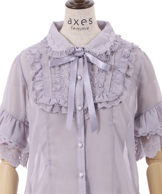 シアーフリル丸襟ブラウス | outlet | axes femme online shop